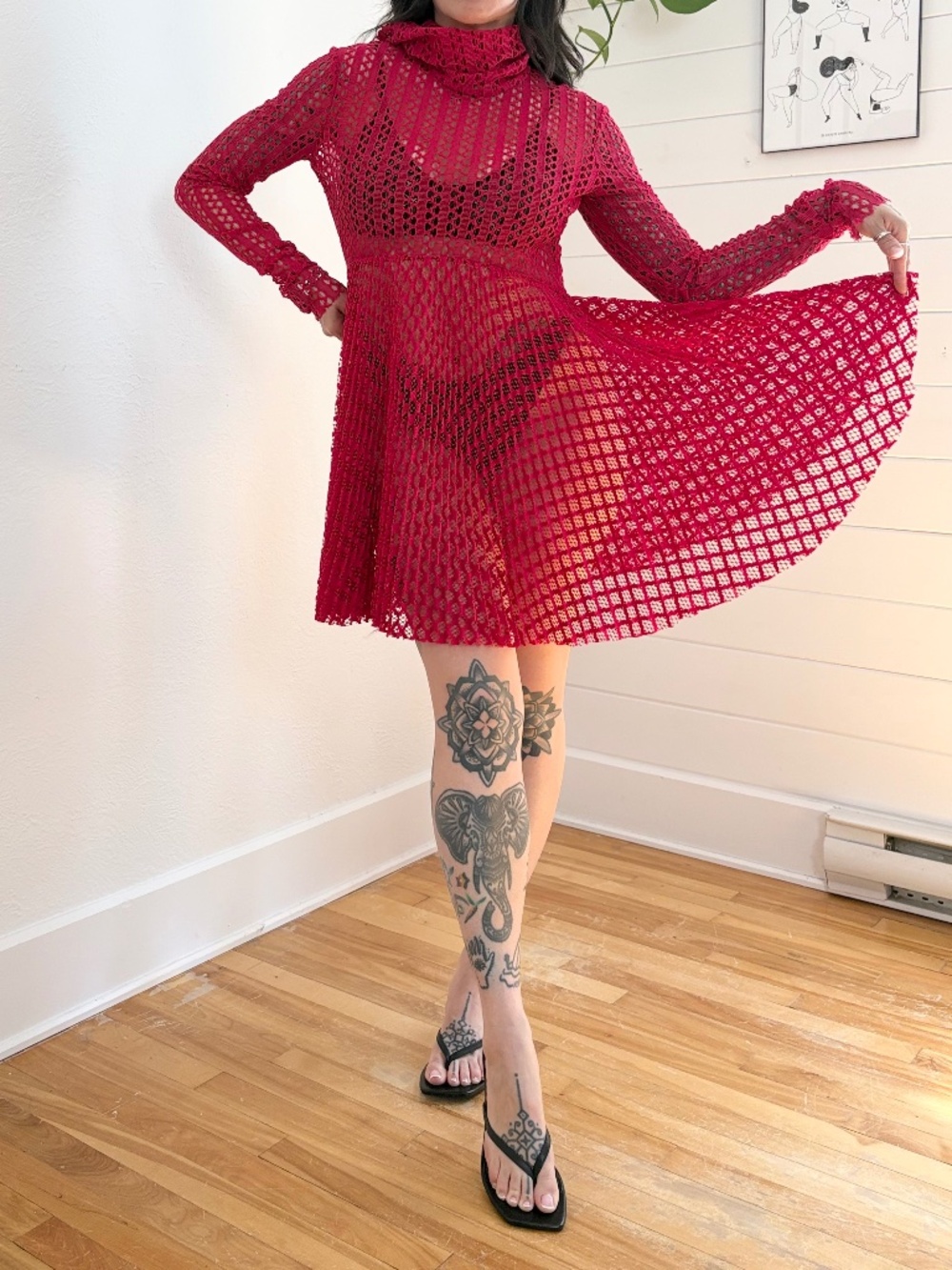 Philosophy di Lorenzo serafini flared lace sheer dress